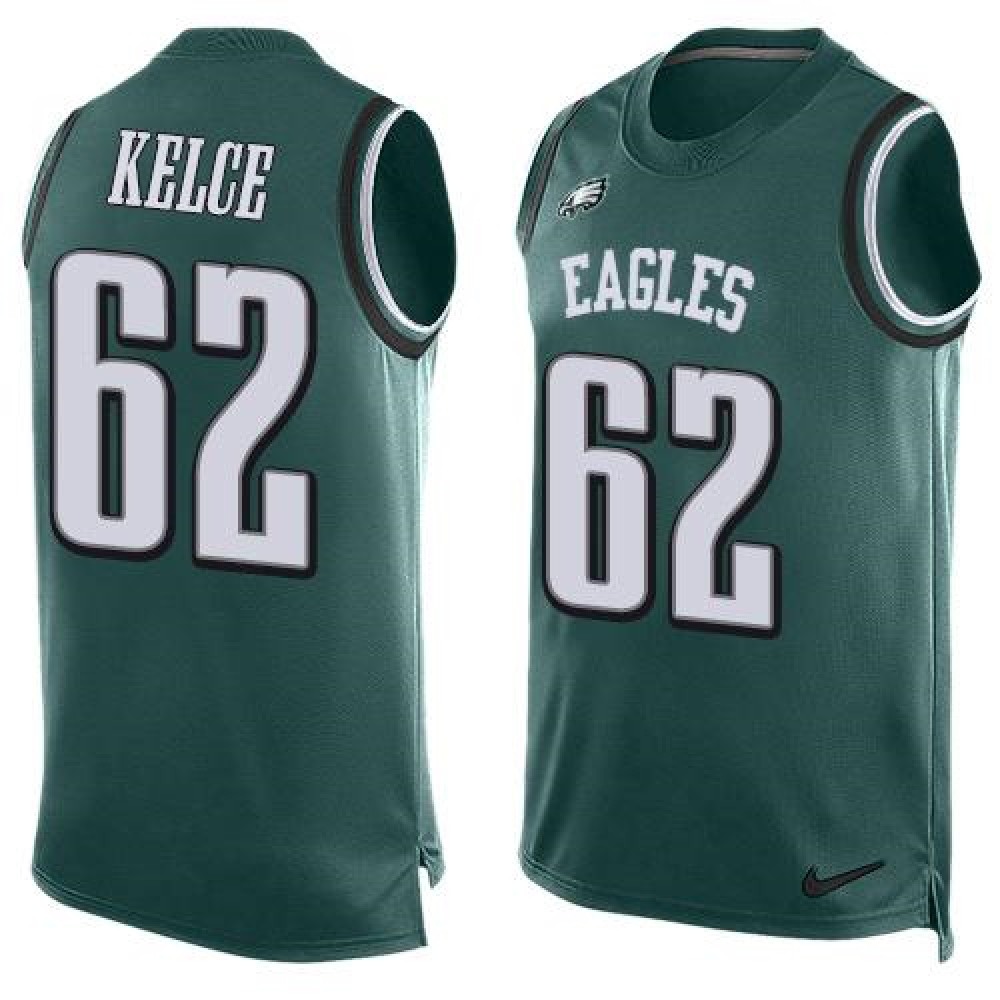 Eagles #62 Jason Kelce Midnight Green Team Color Men's Stitched NFL Limited Tank Top Jersey
