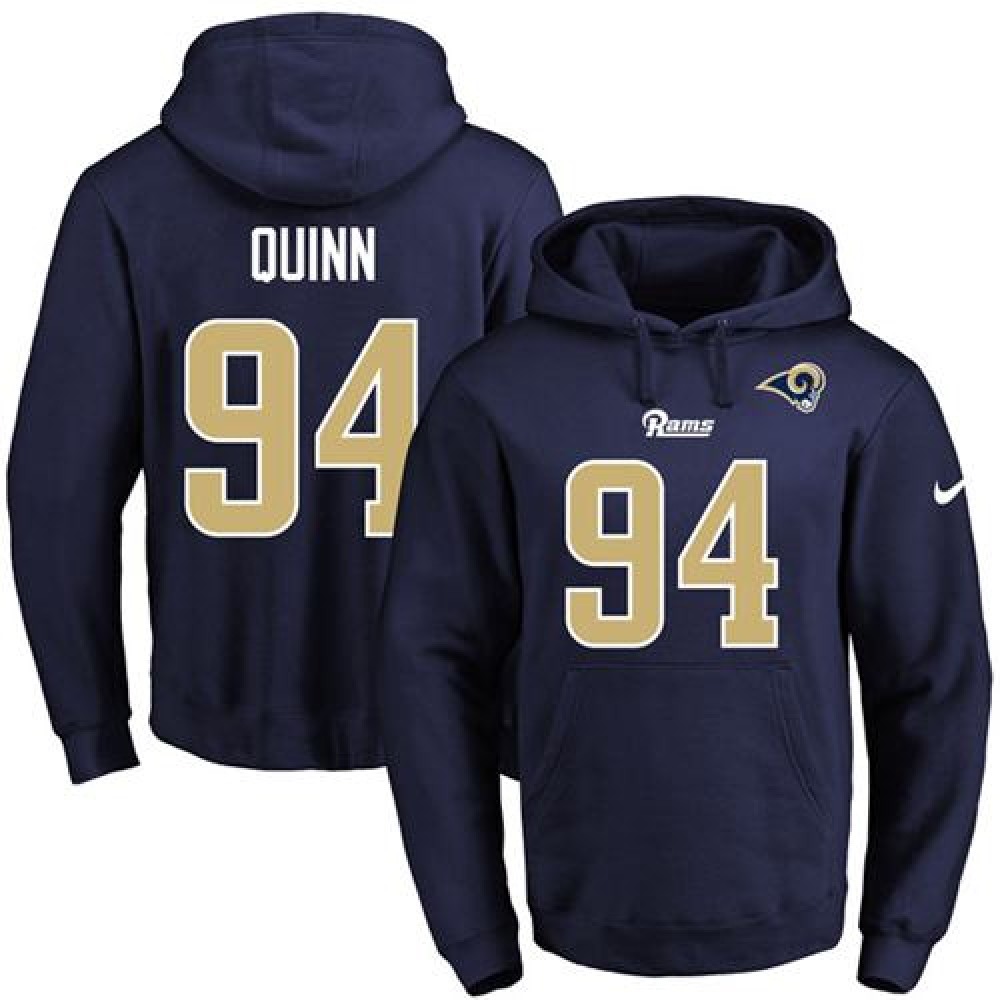Rams #94 Robert Quinn Navy Blue Name & Number Pullover NFL Hoodie