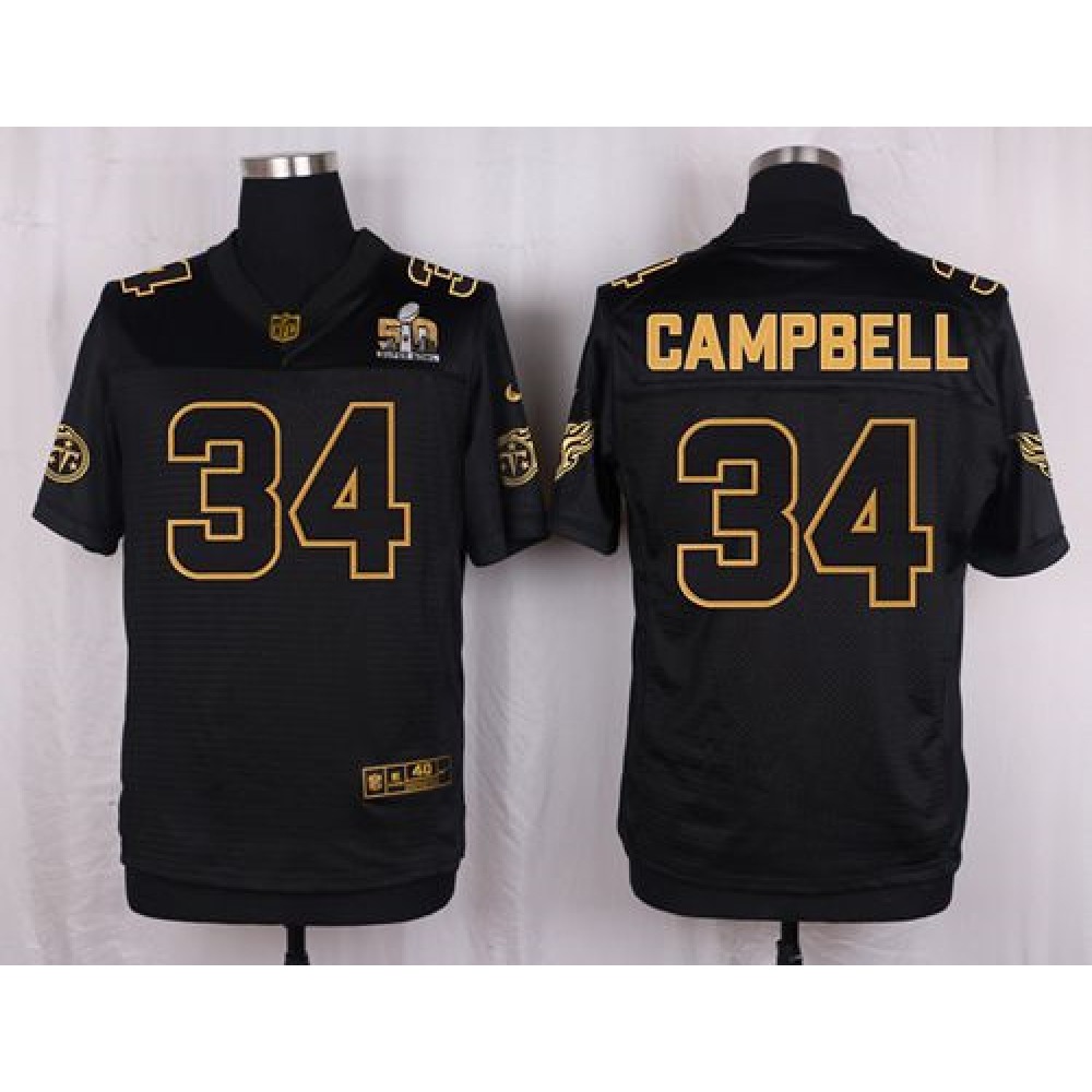 Titans #34 Earl Campbell Black Men's Stitched NFL Elite Pro Line Gold Collection Jersey