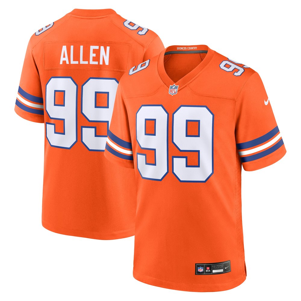Men's Denver Broncos Zach AllenOrange Mile High Collection 1977 Throwback Player Game Jersey