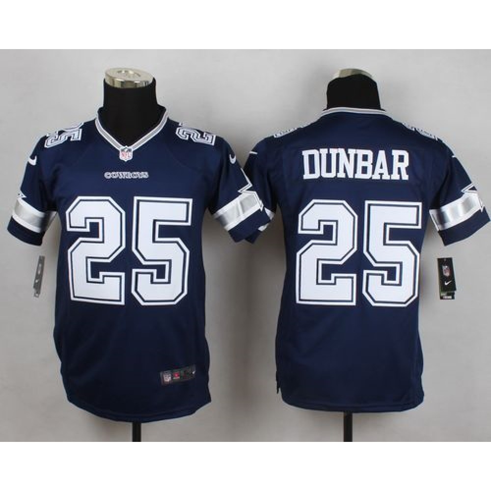 Cowboys #25 Lance Dunbar Navy Blue Team Color Youth Stitched NFL Elite Jersey