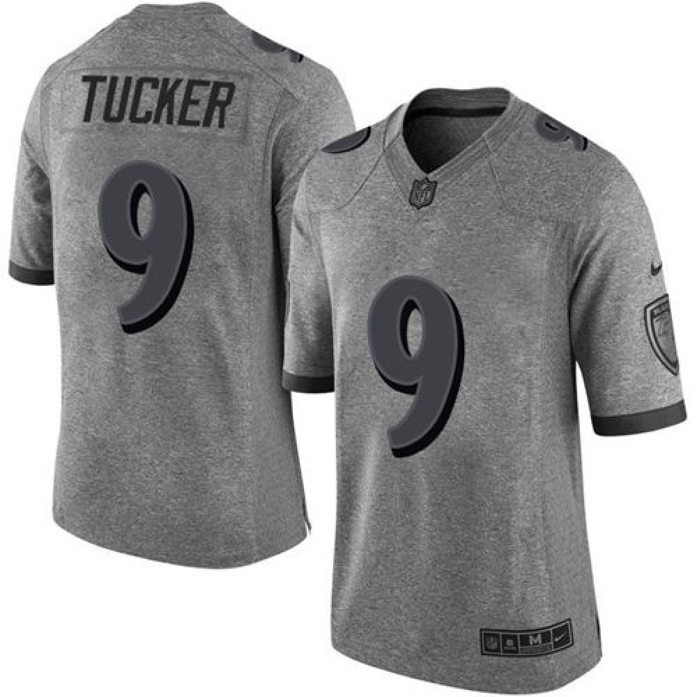 Ravens #9 Justin Tucker Gray Men's Stitched NFL Limited Gridiron Gray Jersey