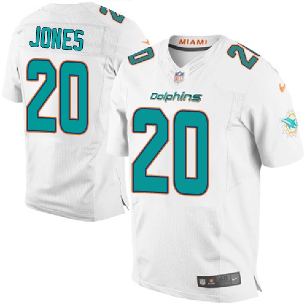 Dolphins #20 Reshad Jones White Men's Stitched NFL New Elite Jersey
