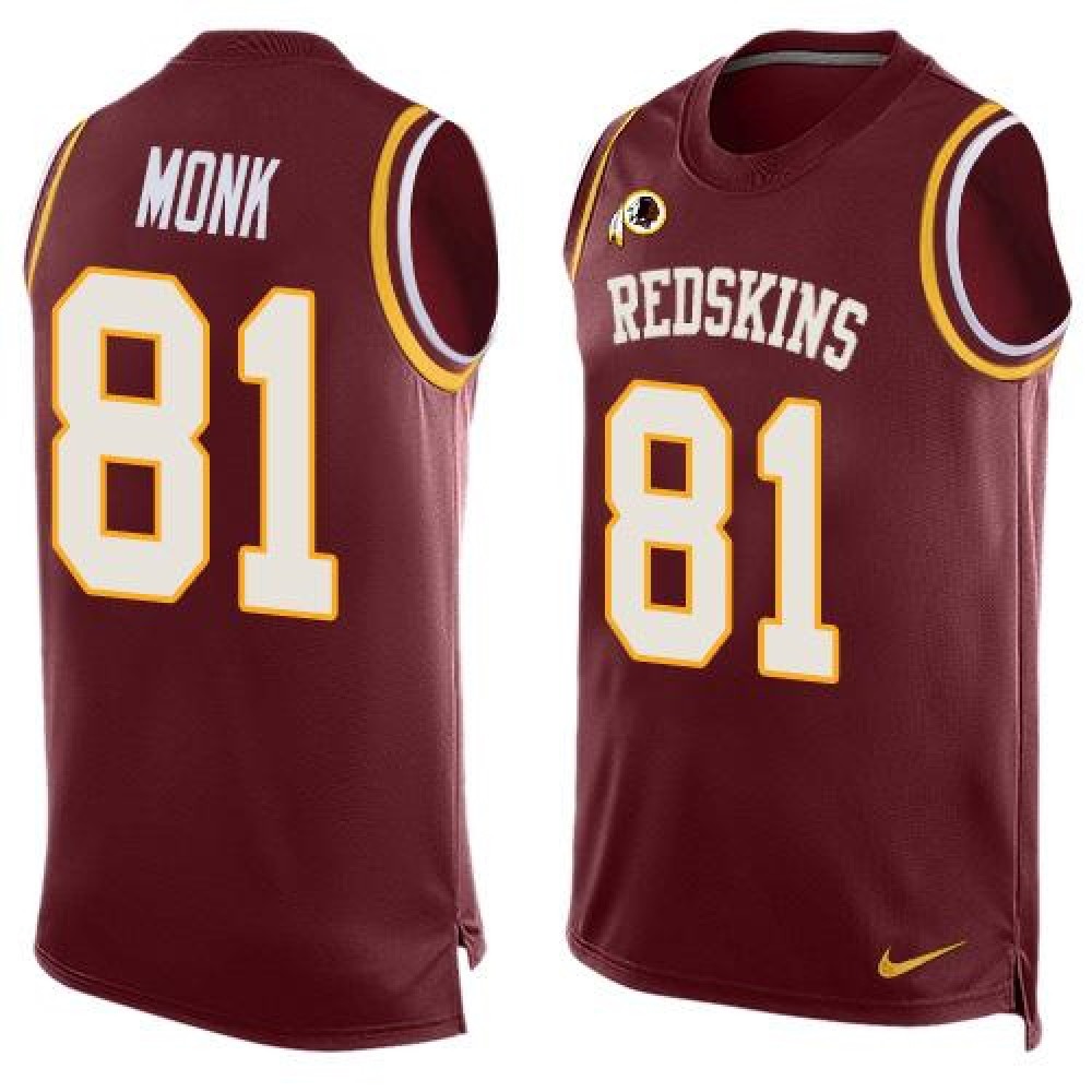 Redskins #81 Art Monk Burgundy Red Team Color Men's Stitched NFL Limited Tank Top Jersey