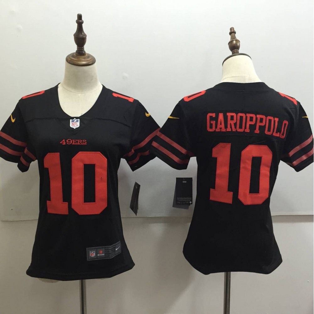 Women'sSan Francisco 49ers #10 Jimmy Garoppolo Black Untouchable Limited Stitched NFL Jersey