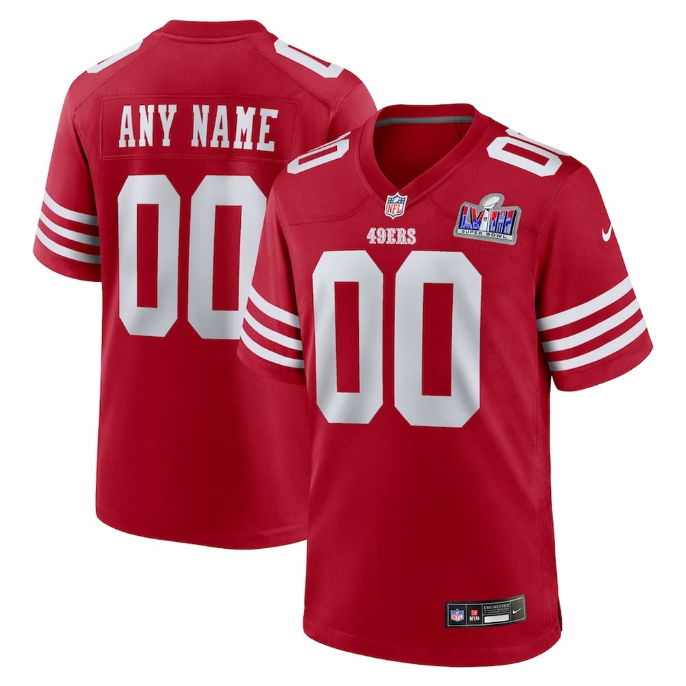 Men's San Francisco 49ersScarlet Super Bowl LVIII Patch Custom Game Jersey
