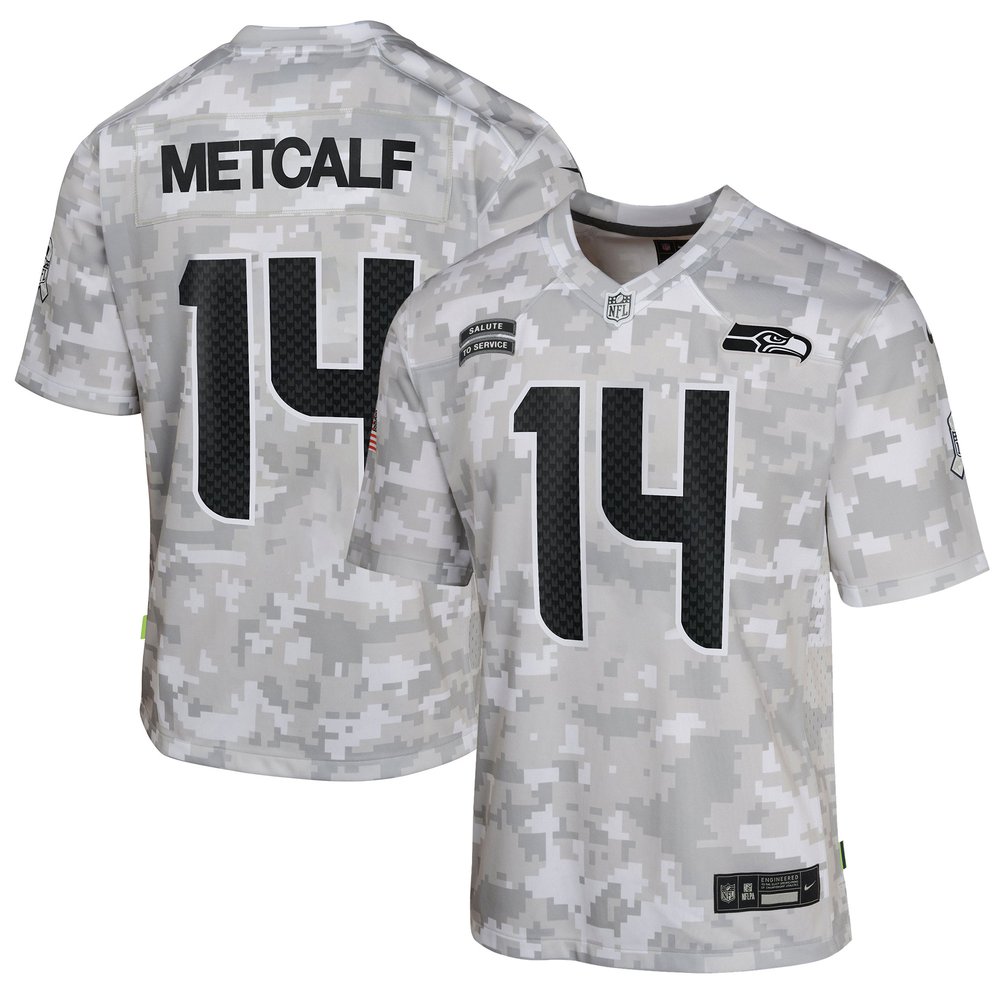Youth Seattle Seahawks DK MetcalfArctic Camo 2024 Salute to Service Game Jersey