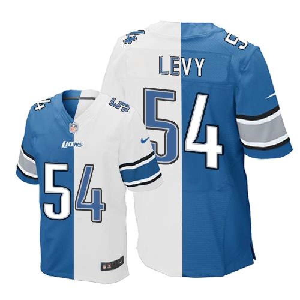 Lions #54 DeAndre Levy Blue/White Men's Stitched NFL Elite Split Jersey
