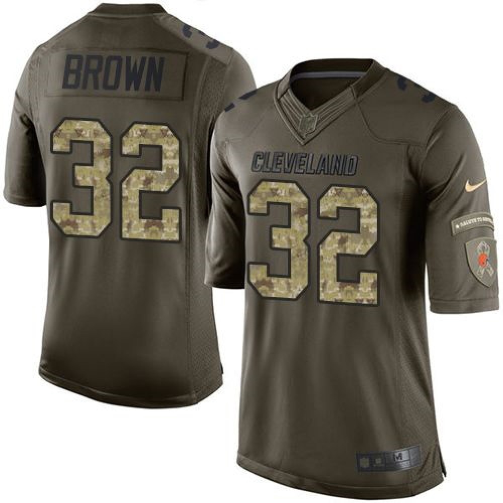 Browns #32 Jim Brown Green Men's Stitched NFL Limited Salute to Service Jersey
