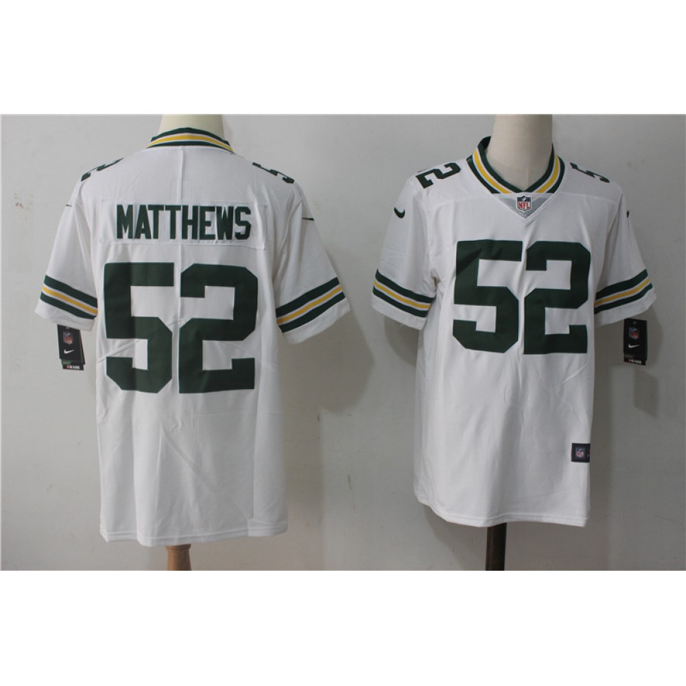Men'sGreen Bay Packers #52 Clay Matthews White Stitched NFL Vapor Untouchable Limited Jersey