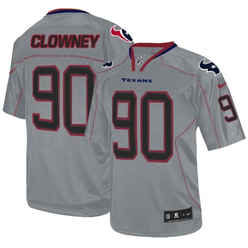 Texans #90 Jadeveon Clowney Lights Out Grey Youth Stitched NFL Elite Jersey