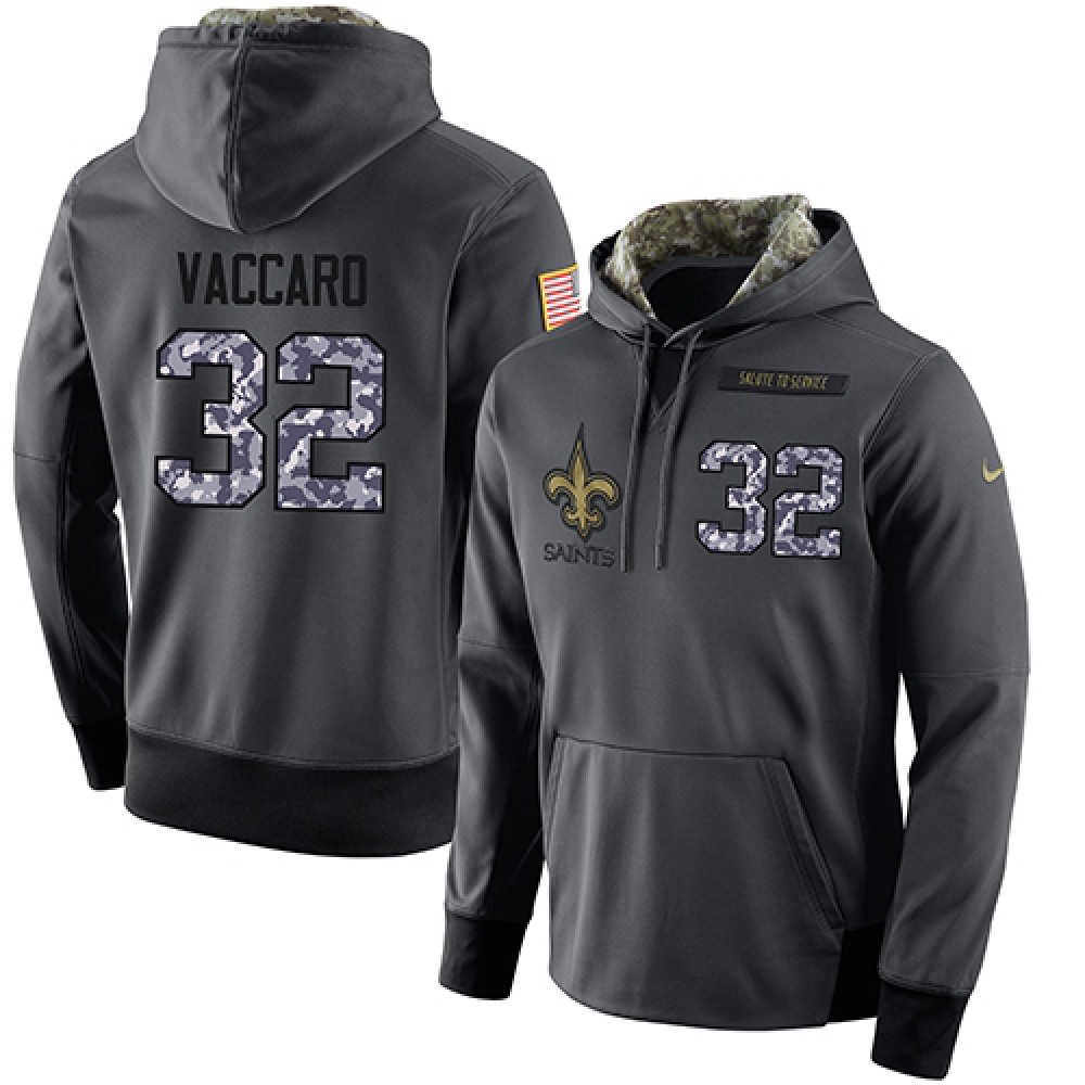 NFL Men'sNew Orleans Saints #32 Kenny Vaccaro Stitched Black Anthracite Salute to Service Player Performance Hoodie