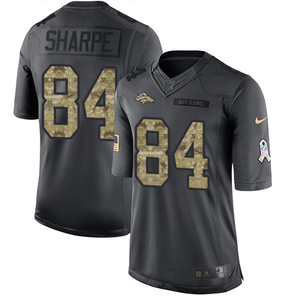 Broncos #84 Shannon Sharpe Black Youth Stitched NFL Limited 2016 Salute to Service Jersey