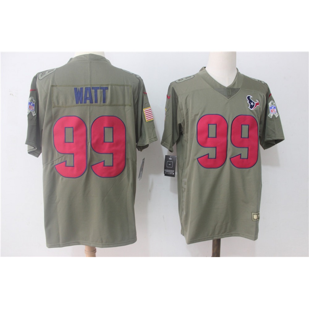 Men'sHouston Texans #99 J.J. Watt Olive Salute To Service Limited Stitched NFL Jersey
