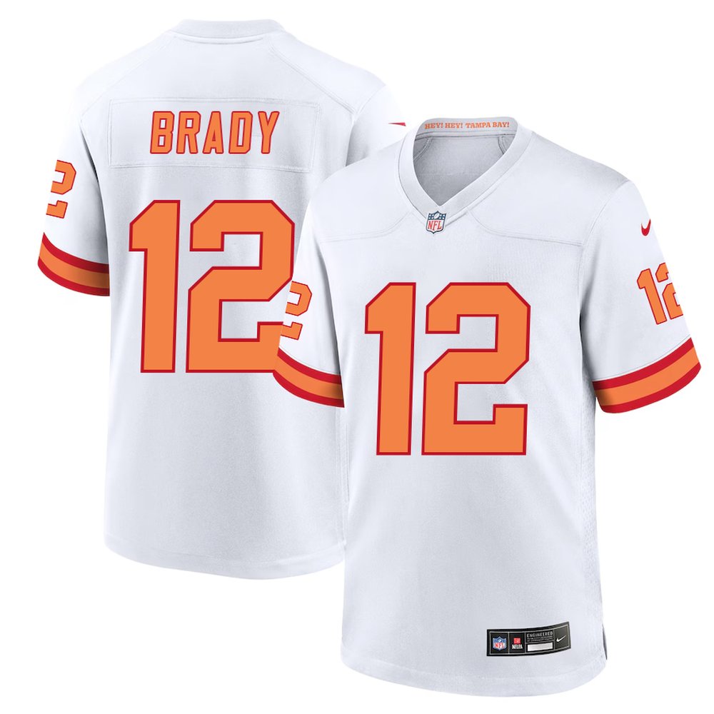 Men's '76 Tampa Bay Buccaneers #12 Tom Brady Nike White Player Game Jersey