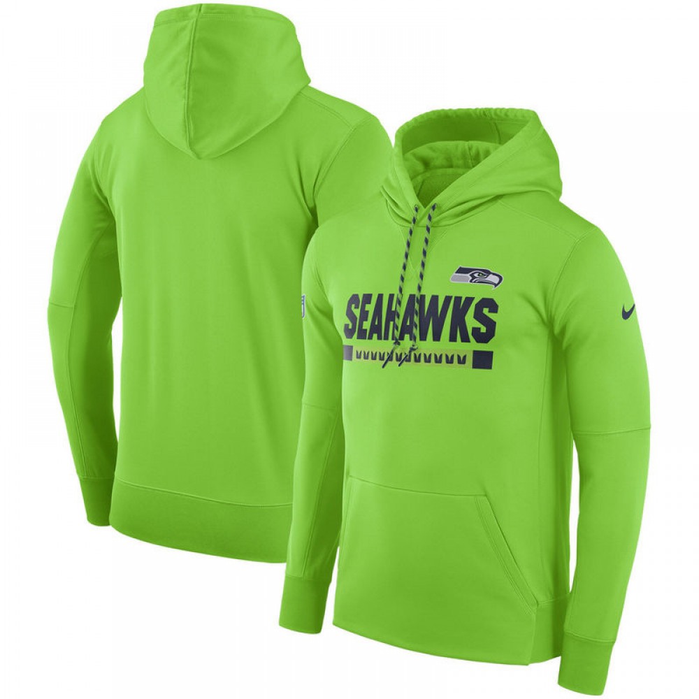 Men's Seattle SeahawksNeon Green Sideline Team Name Performance Pullover Hoodie