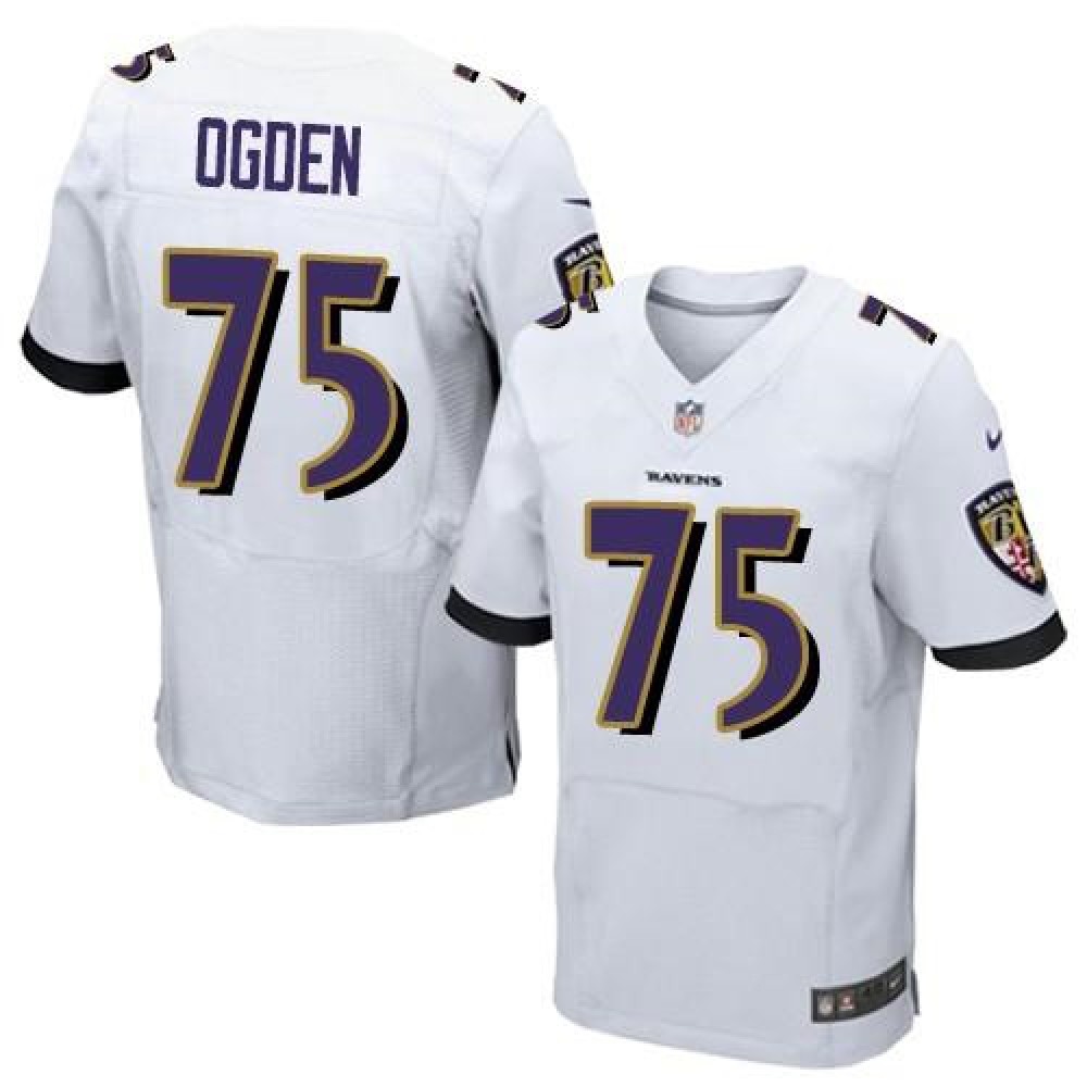 Ravens #75 Jonathan Ogden White Men's Stitched NFL New Elite Jersey
