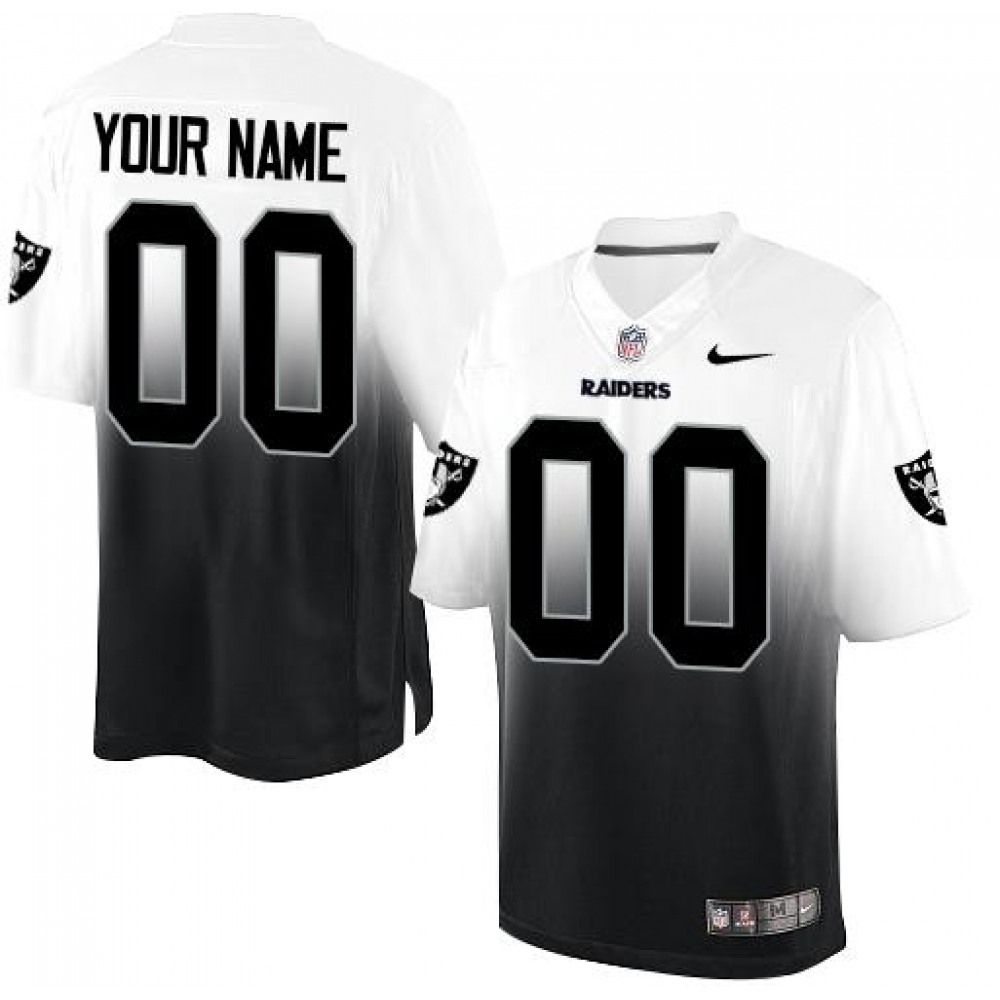 Oakland Raiders Customized Black/White Men's Stitched Elite Fadeaway Fashion NFL Jersey