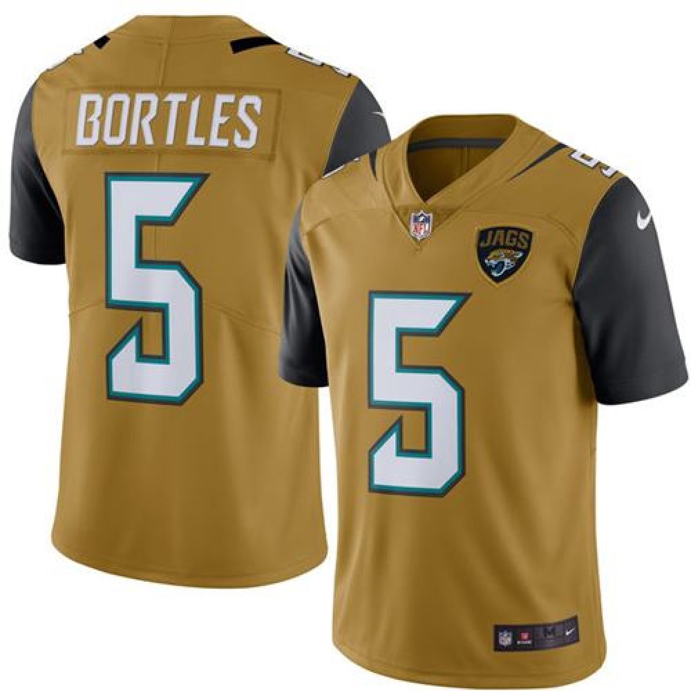 Jaguars #5 Blake Bortles Gold Men's Stitched NFL Limited Rush Jersey