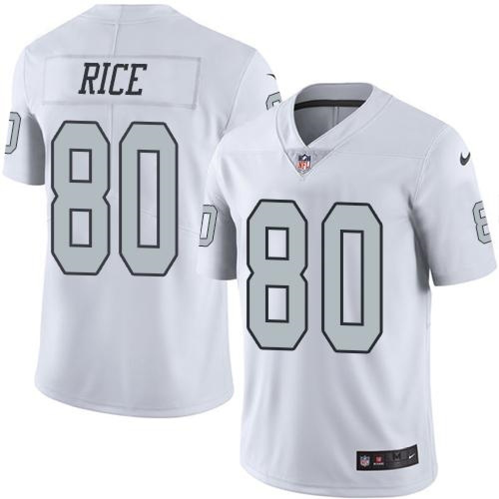 Raiders #80 Jerry Rice White Men's Stitched NFL Limited Rush Jersey