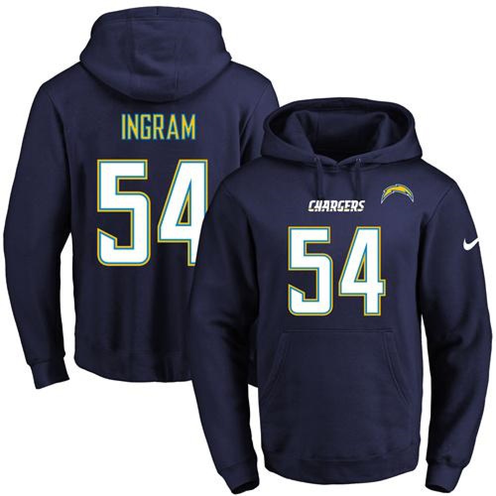 Chargers #54 Melvin Ingram Navy Blue Name & Number Pullover NFL Hoodie
