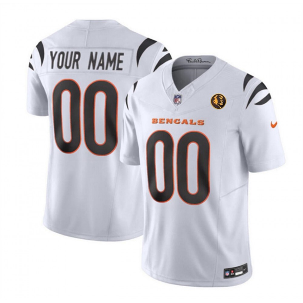 Men's Cincinnati Bengals Active Player Custom White 2023 F.U.S.E. With John Madden Patch Vapor Limited Stitched Football Jersey