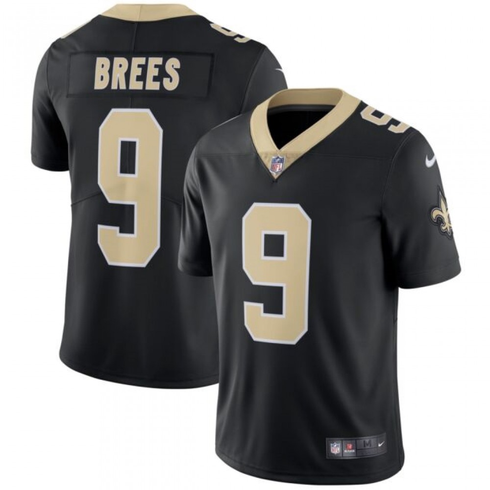 Men'sNew Orleans Saints #9 Drew Brees Black Stitched NFL Vapor Untouchable Limited Jersey
