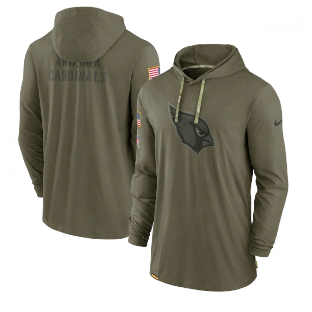 Men's Arizona Cardinals 2022 Olive Salute to Service Tonal Pullover Hoodie