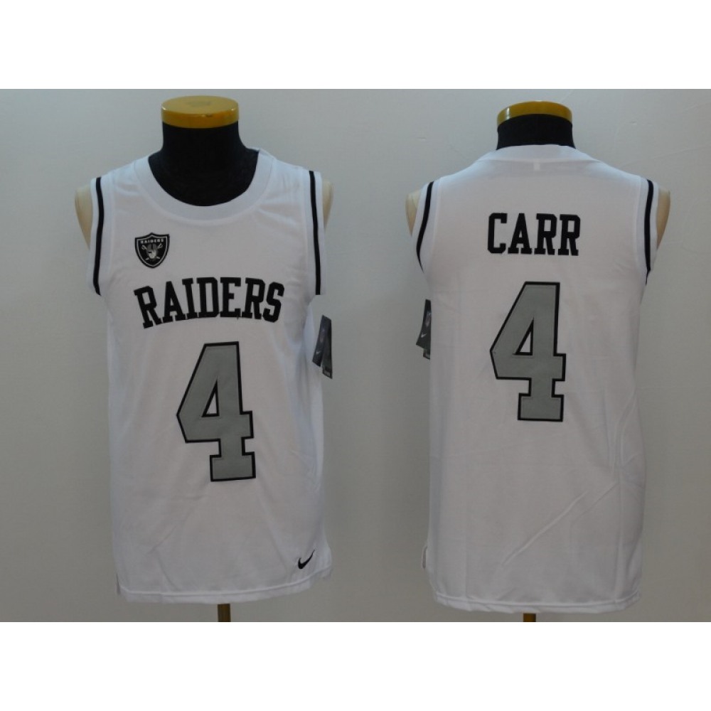 Men'sOakland Raiders #4 Derek Carr White Stitched NFL Limited Rush Tank Top Jersey