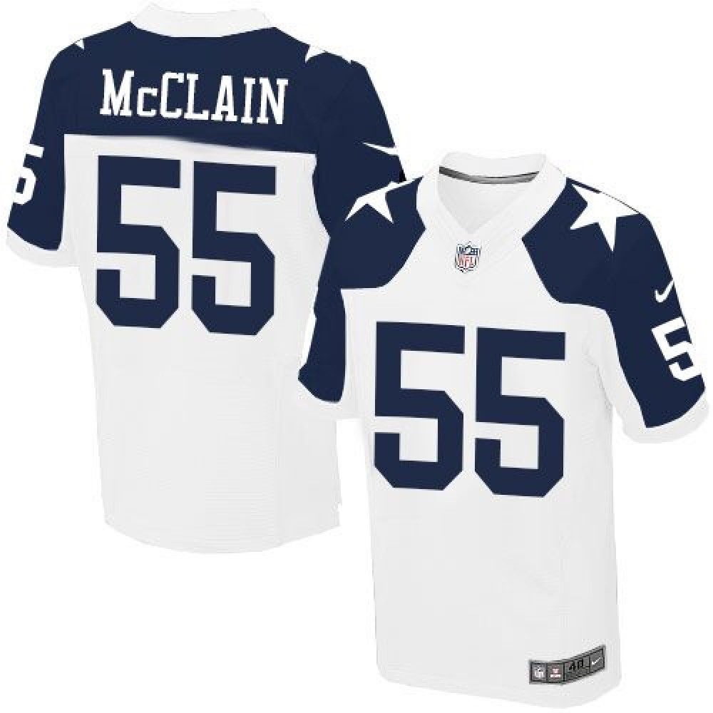 Cowboys #55 Rolando McClain White Thanksgiving Throwback Men's Stitched NFL Elite Jersey