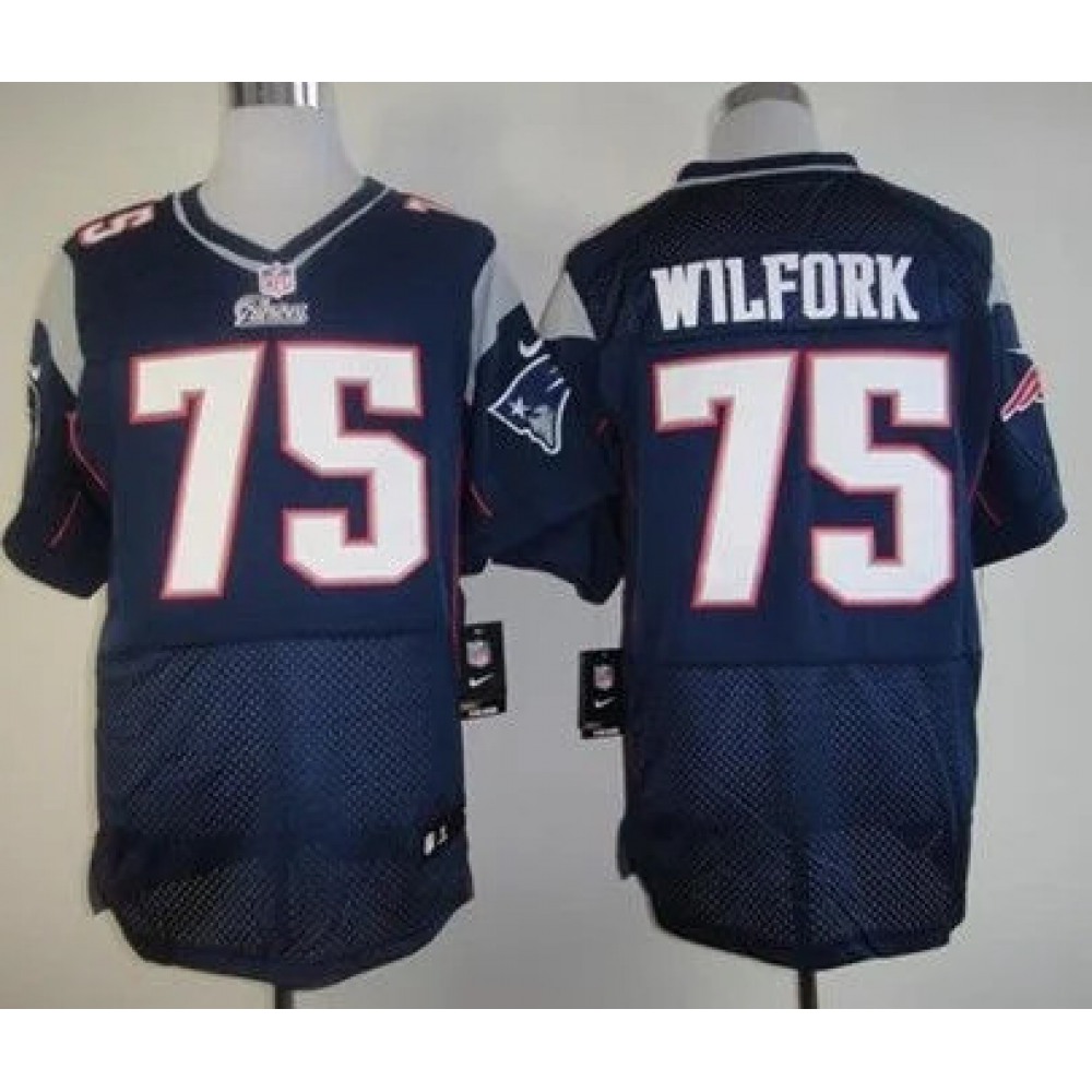 Men's New England Patriots #75 Vince Wilfork Navy Elite Stitched Jersey