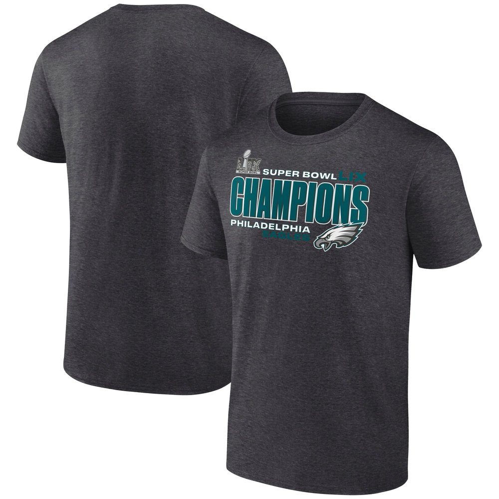 Men's Philadelphia EaglesHeather Charcoal Super Bowl LIX Champions Under The Lights T-Shirt