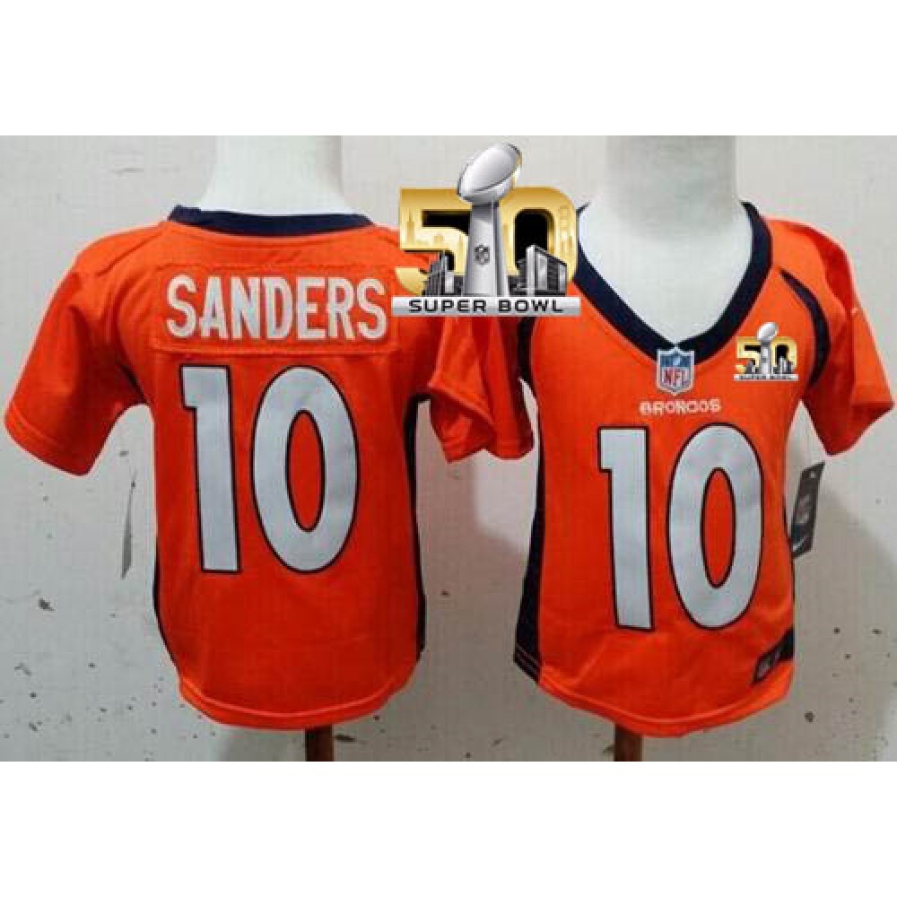 ToddlerBroncos #10 Emmanuel Sanders Orange Team Color Super Bowl 50 Stitched NFL Elite Jersey