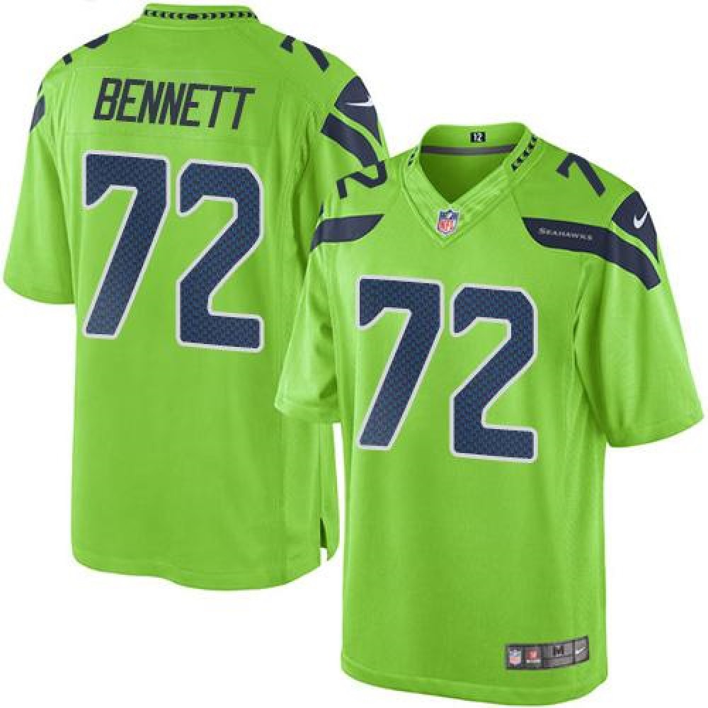 Seahawks #72 Michael Bennett Green Youth Stitched NFL Limited Rush Jersey