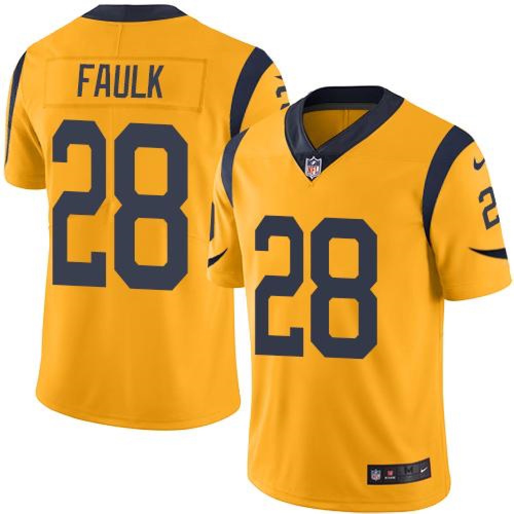 Rams #28 Marshall Faulk Gold Men's Stitched NFL Limited Rush Jersey