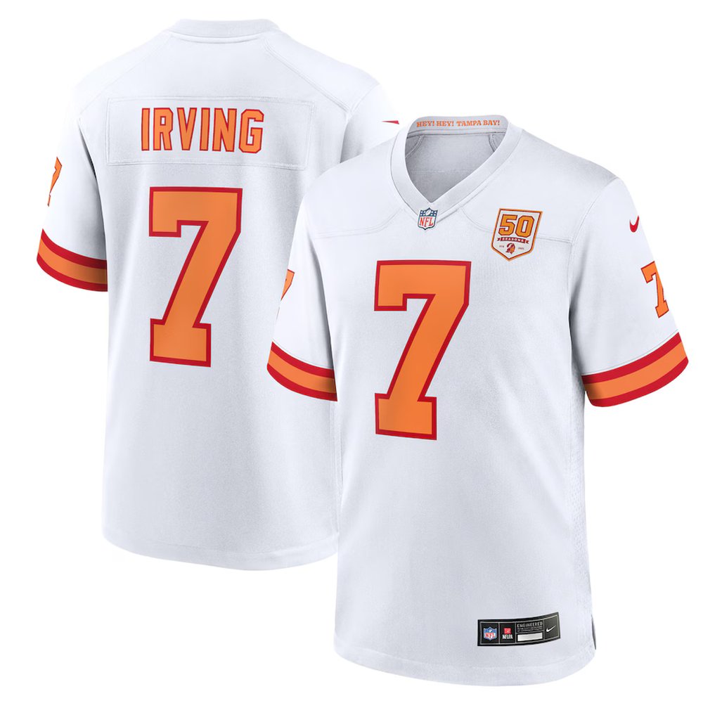 Youth '76 Tampa Bay Buccaneers #7 Bucky Irving Nike White 50th Season Game Jersey
