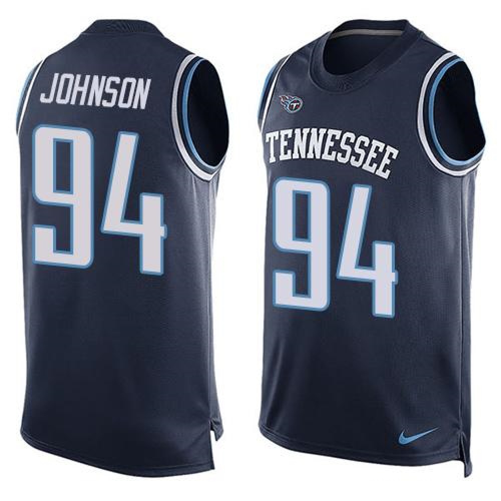 Titans #94 Austin Johnson Navy Blue Alternate Men's Stitched NFL Limited Tank Top Jersey
