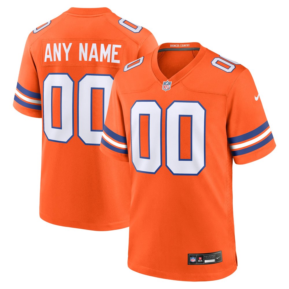 Men's Denver BroncosOrange Mile High Collection 1977 Throwback Custom Game Jersey