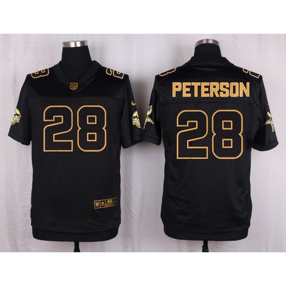 Vikings #28 Adrian Peterson Black Men's Stitched NFL Elite Pro Line Gold Collection Jersey