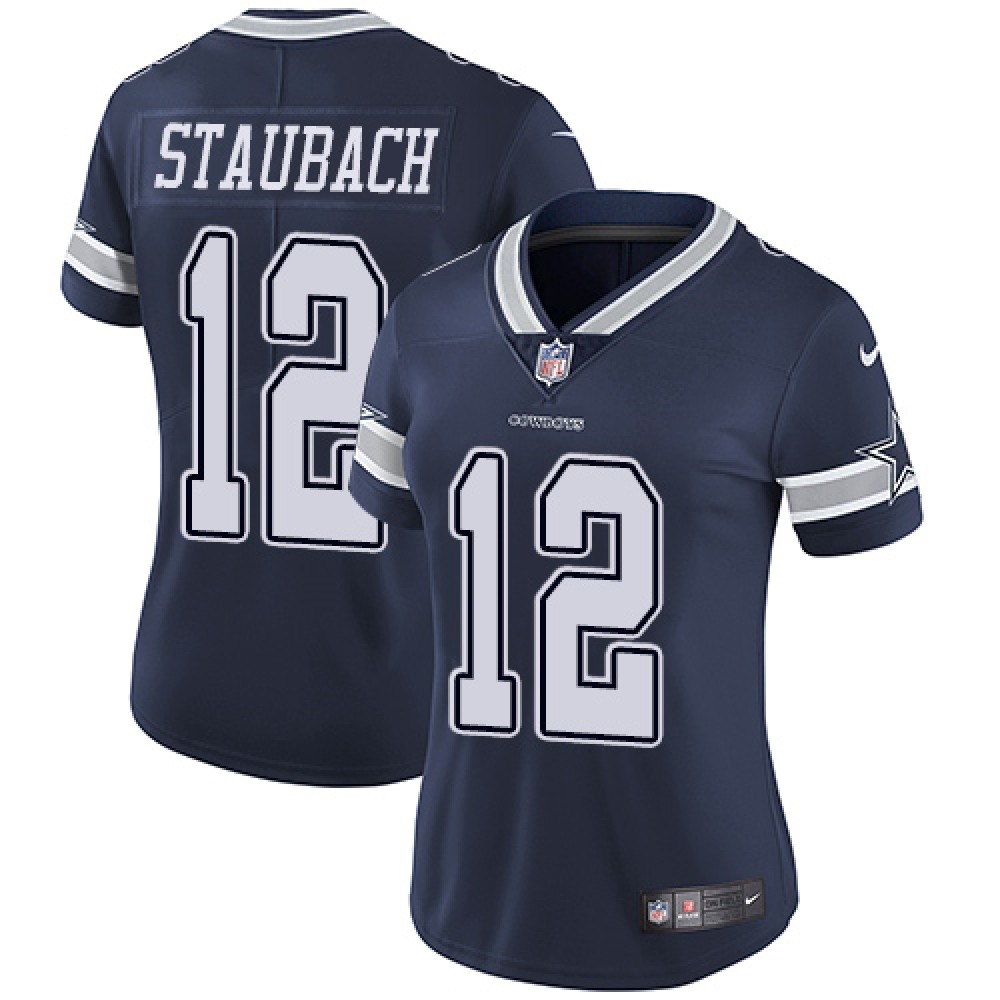 Women's Dallas Cowboys#12 Roger Staubach Navy Blue Vapor Untouchable Limited Stitched NFL Jersey