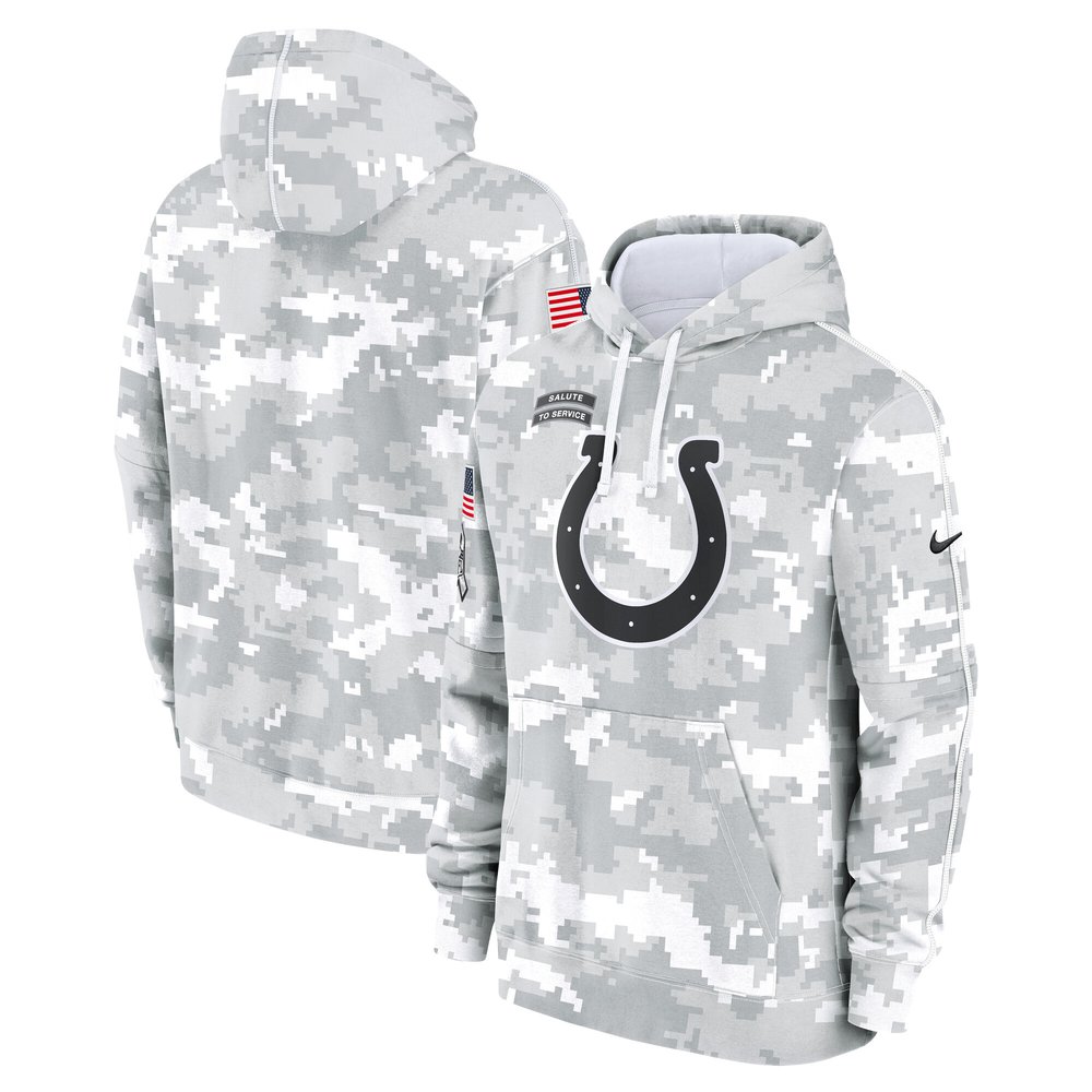 Youth Indianapolis ColtsWhite/Gray 2024 Salute To Service Pullover Hoodie