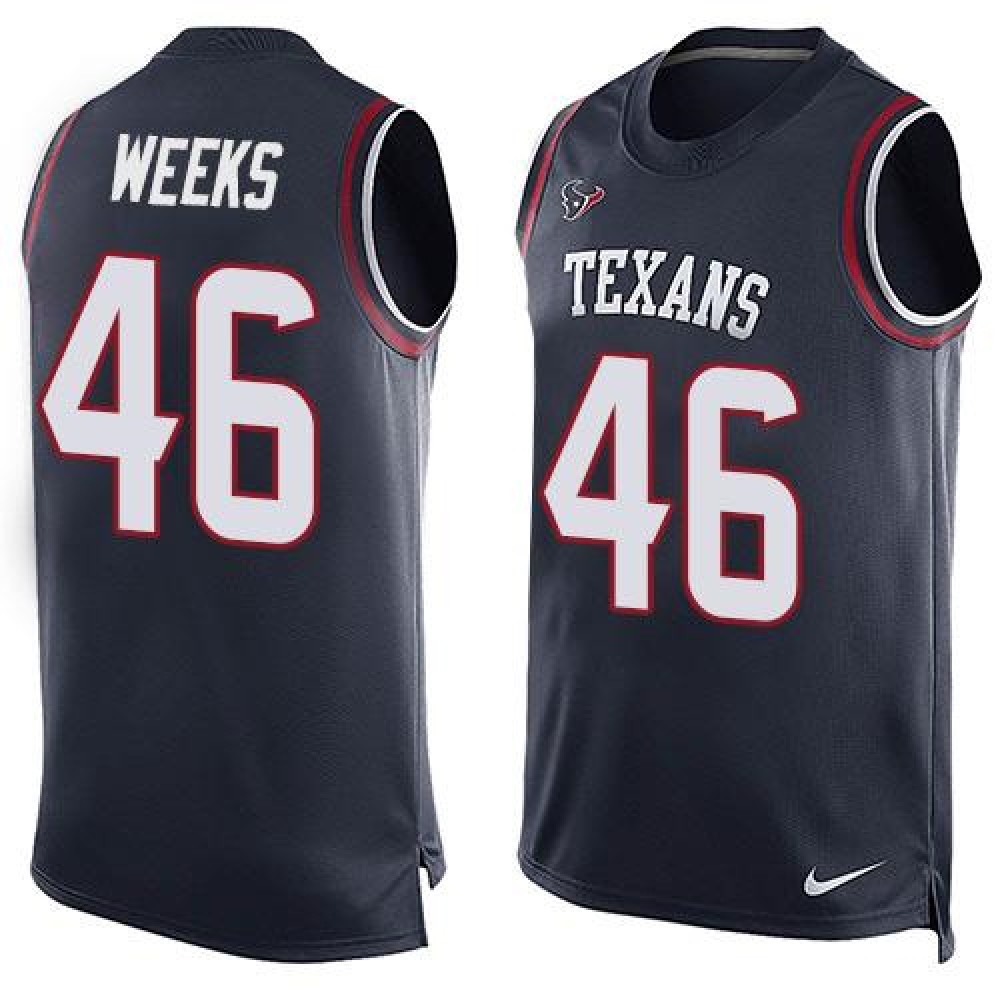 Texans #46 Jon Weeks Navy Blue Team Color Men's Stitched NFL Limited Tank Top Jersey
