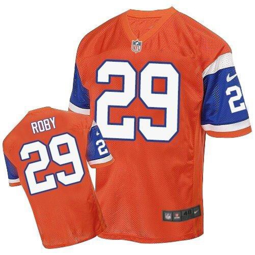 Broncos #29 Bradley Roby Orange Throwback Men's Stitched NFL Elite Jersey