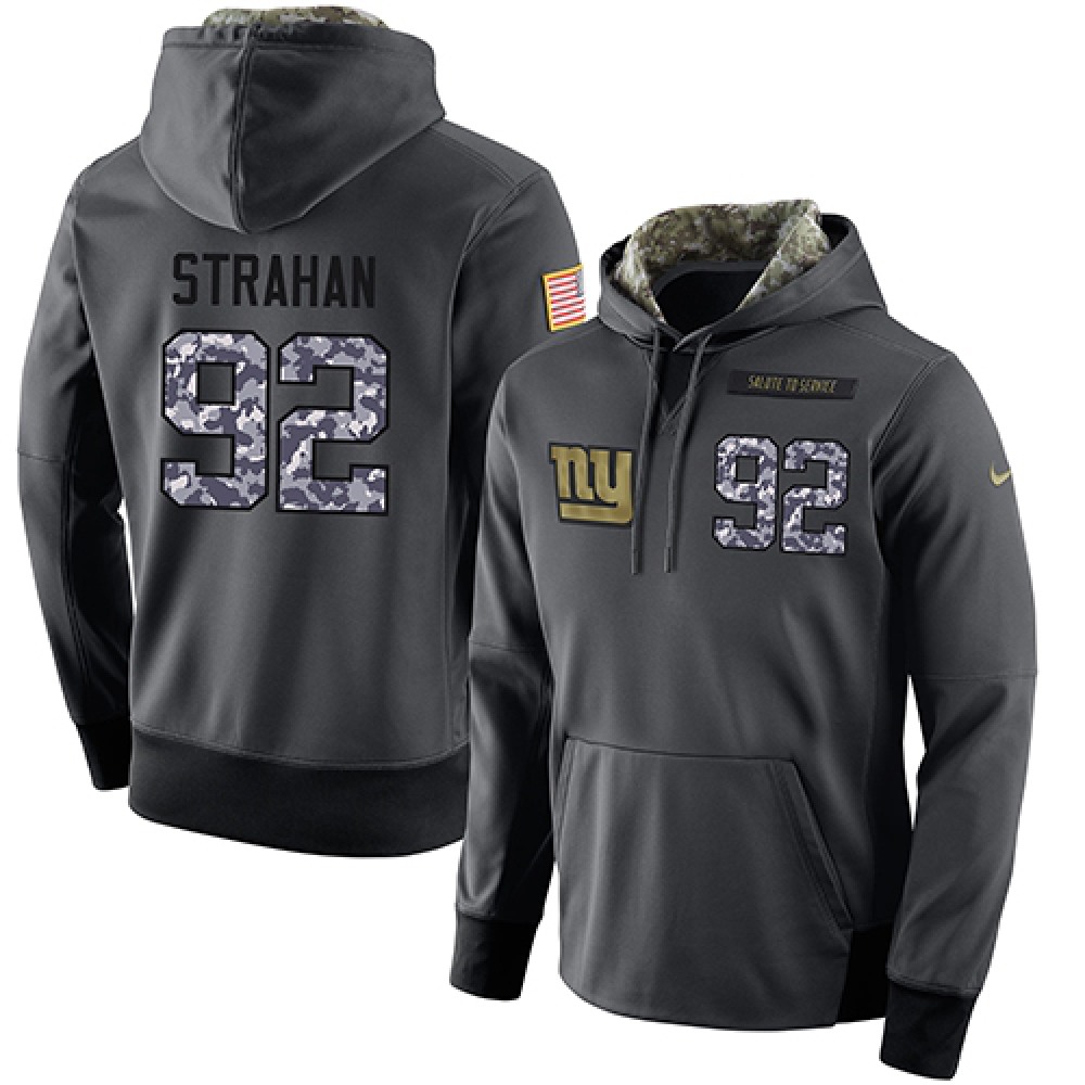 NFL Men'sNew York Giants #92 Michael Strahan Stitched Black Anthracite Salute to Service Player Performance Hoodie