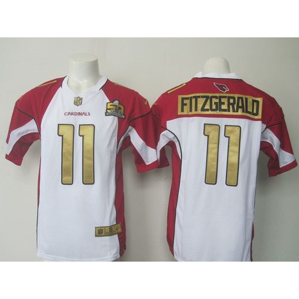 Cardinals #11 Larry Fitzgerald White Super Bowl 50 Collection Men's Stitched NFL Elite Jersey