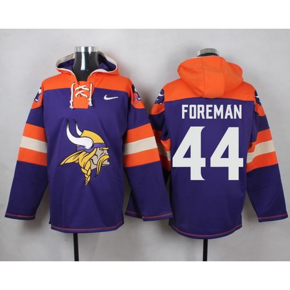 Vikings #44 Chuck Foreman Purple Player Pullover NFL Hoodie