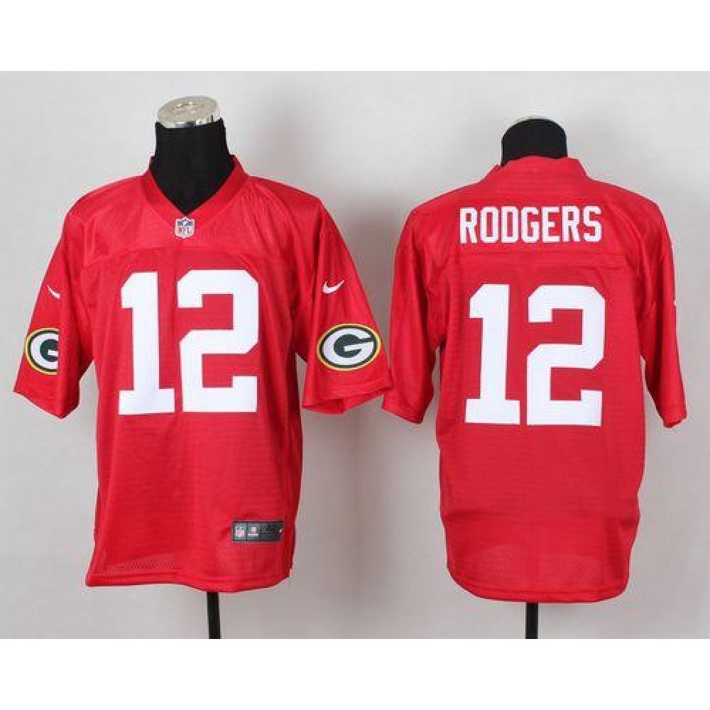 Packers #12 Aaron Rodgers Red Men's Stitched NFL Elite QB Practice Jersey