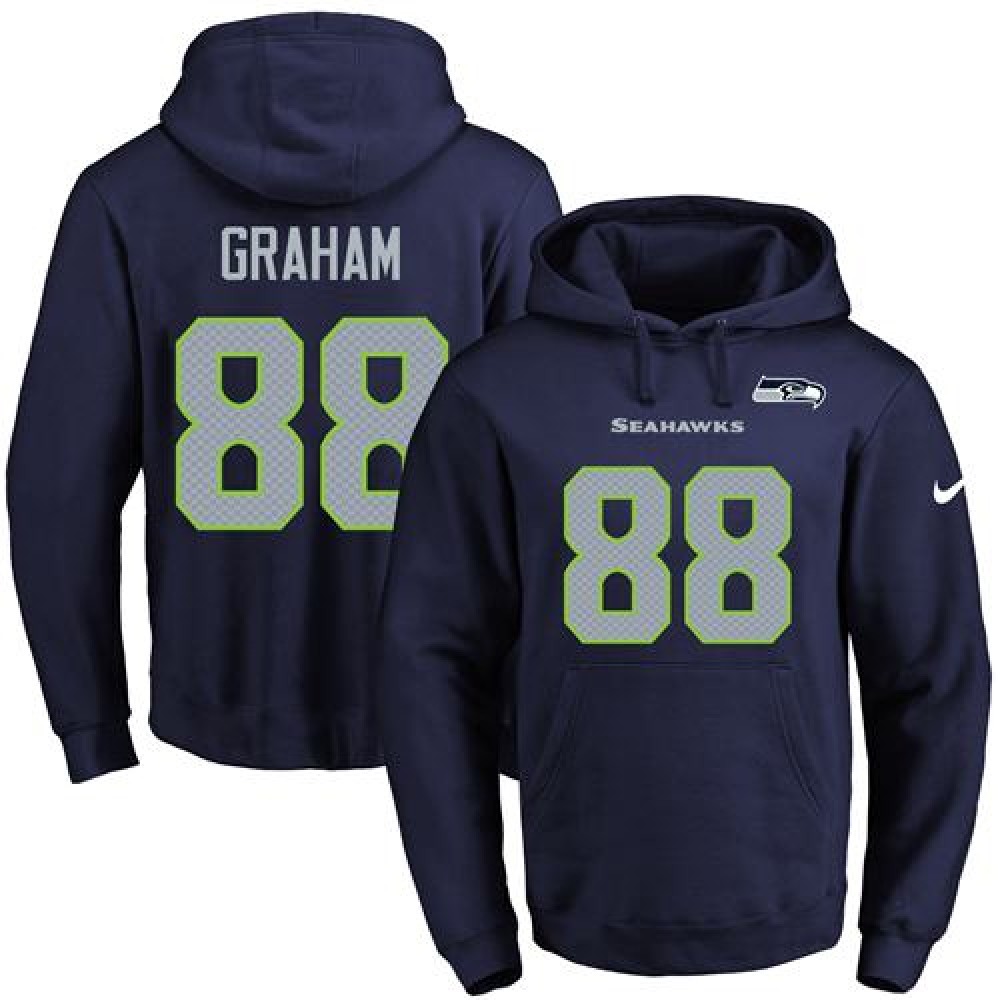 Seahawks #88 Jimmy Graham Navy Blue Name & Number Pullover NFL Hoodie