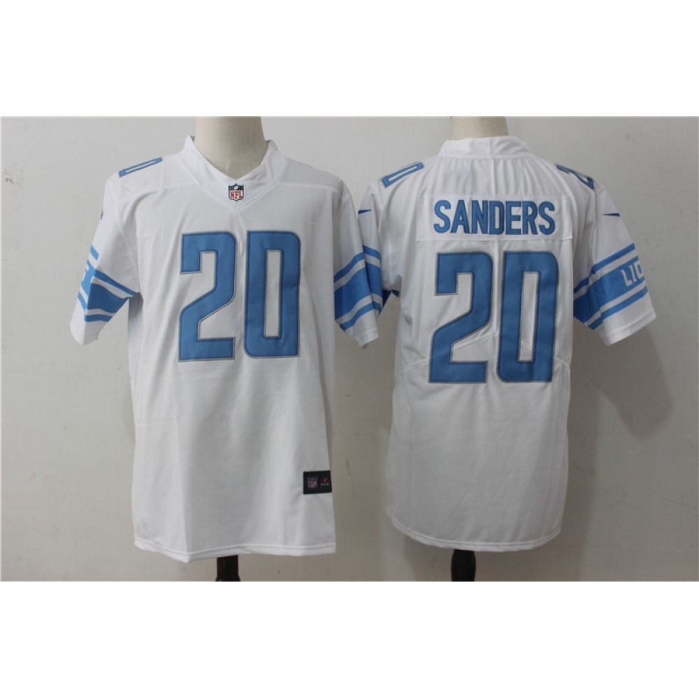 Men'sDetroit Lions #20 Barry Sanders White Stitched NFL Vapor Untouchable Limited Jersey