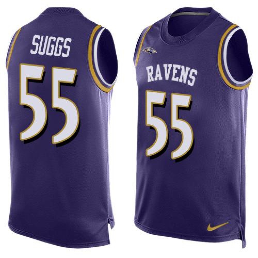 Ravens #55 Terrell Suggs Purple Team Color Men's Stitched NFL Limited Tank Top Jersey